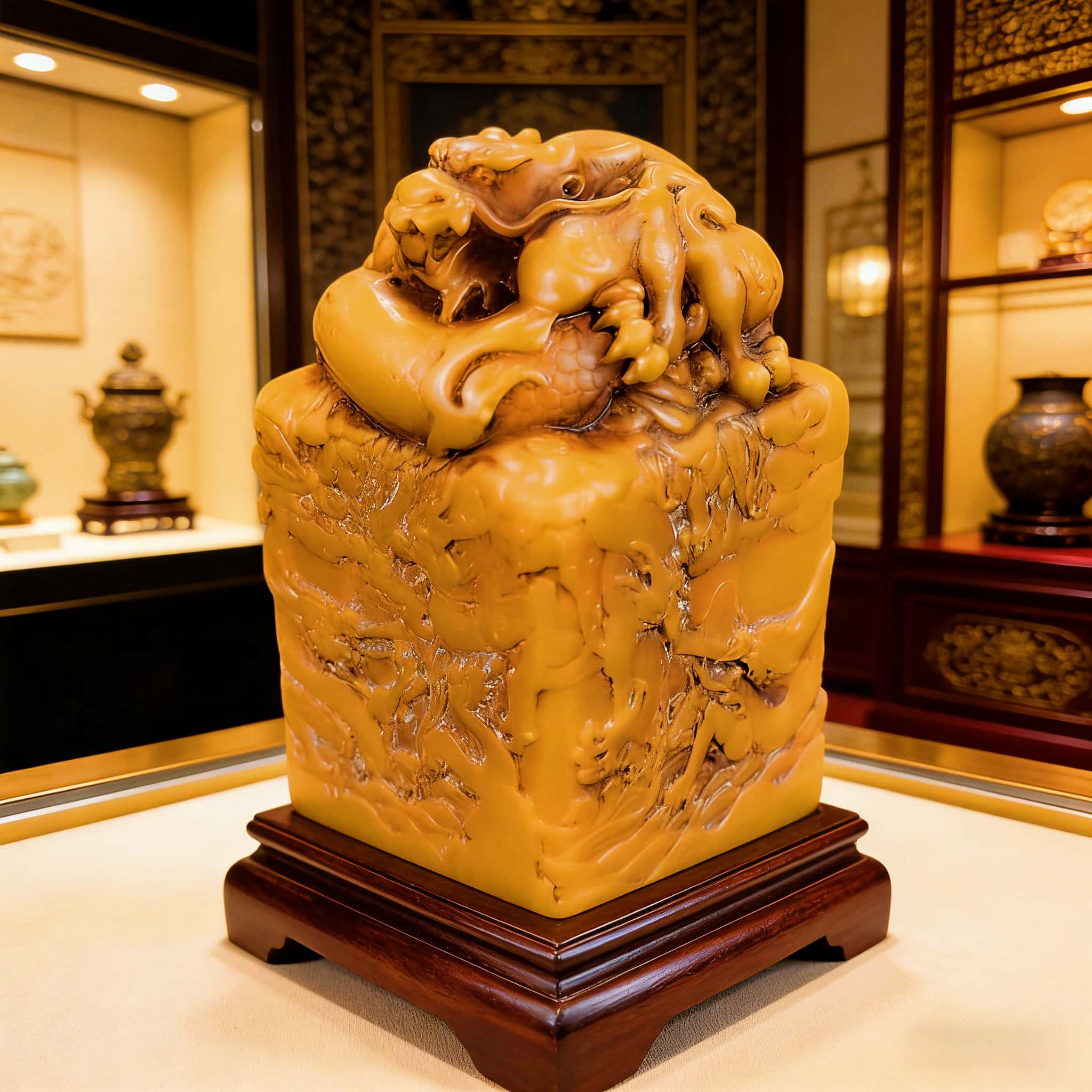 2000年·中国福建·限定秘蔵版·龍紋印鑑·トップマスター彫刻·田黄石·限定3000個